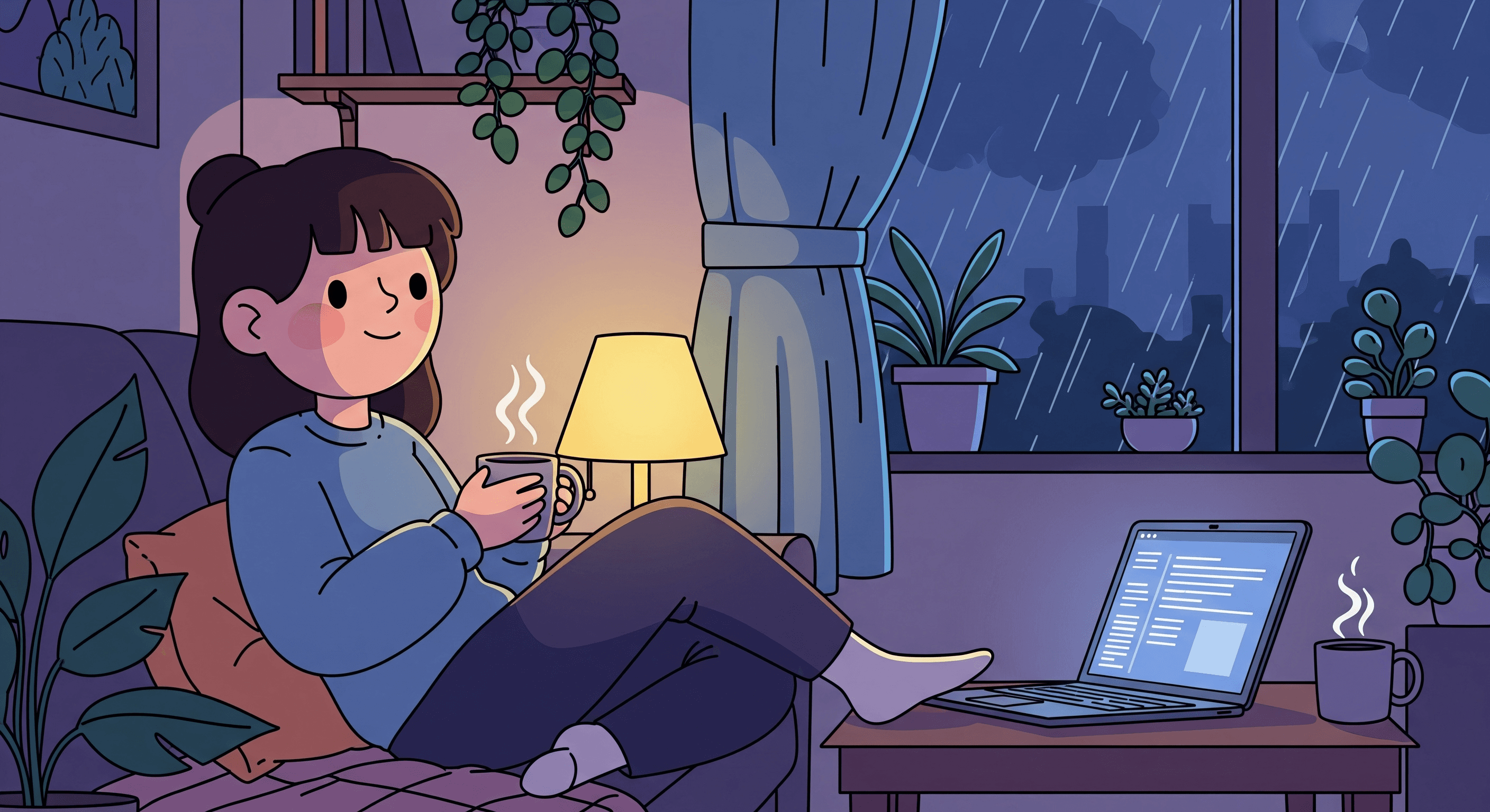 Illustrated character waving hello